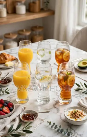 500 Ml ,6pcs Ribbed Tulip Glasses With Ridged Base