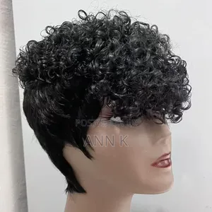Pixie Cut Kinky Curl Bang Human Hair