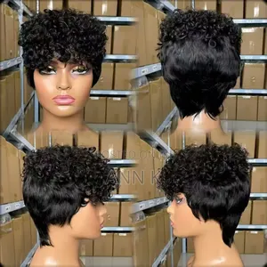 Pixie Cut Kinky Curl Bang Human Hair