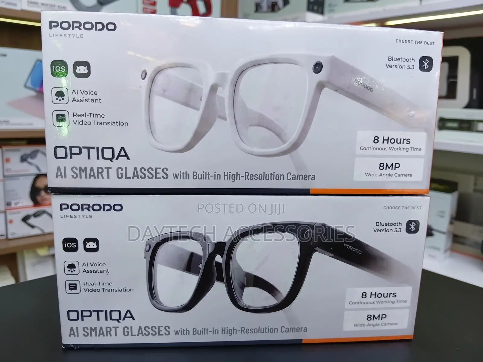 Porodo OPTIQA AI-powered Smart Glasses With an 8MP Camera.