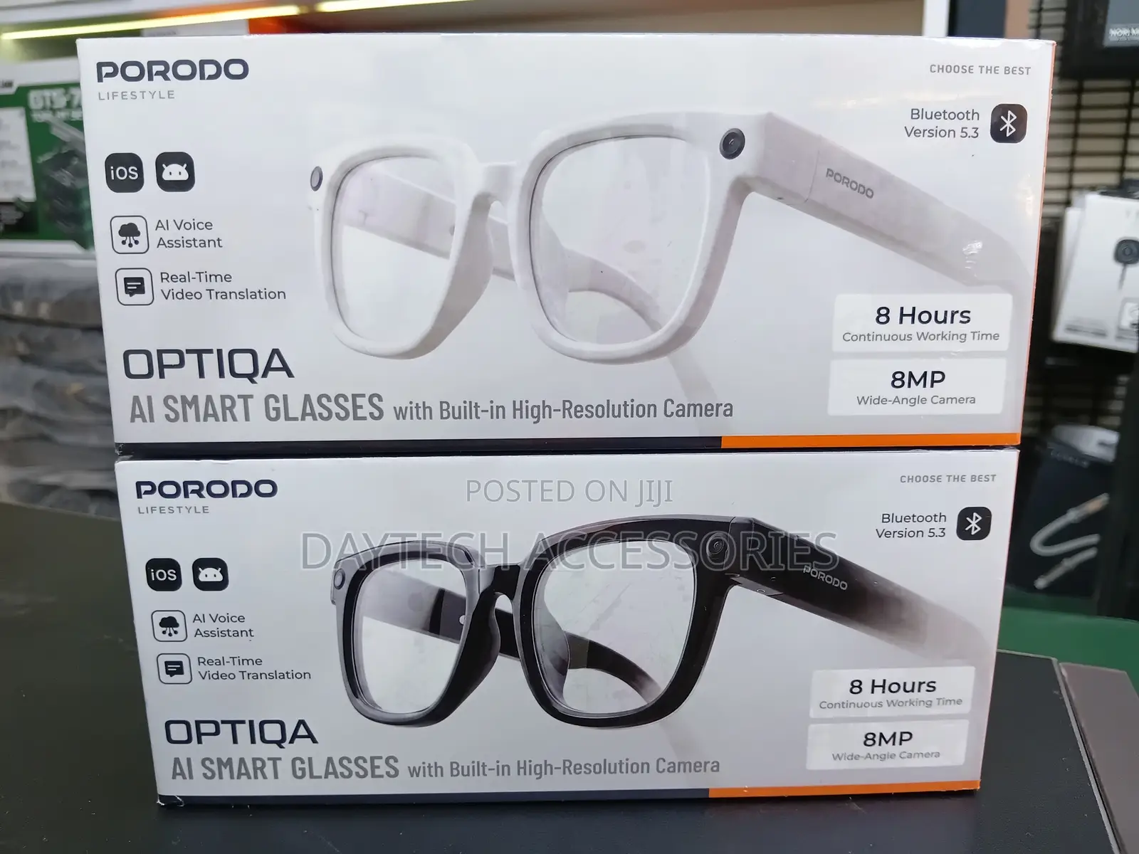 Porodo OPTIQA AI-powered Smart Glasses With an 8MP Camera.