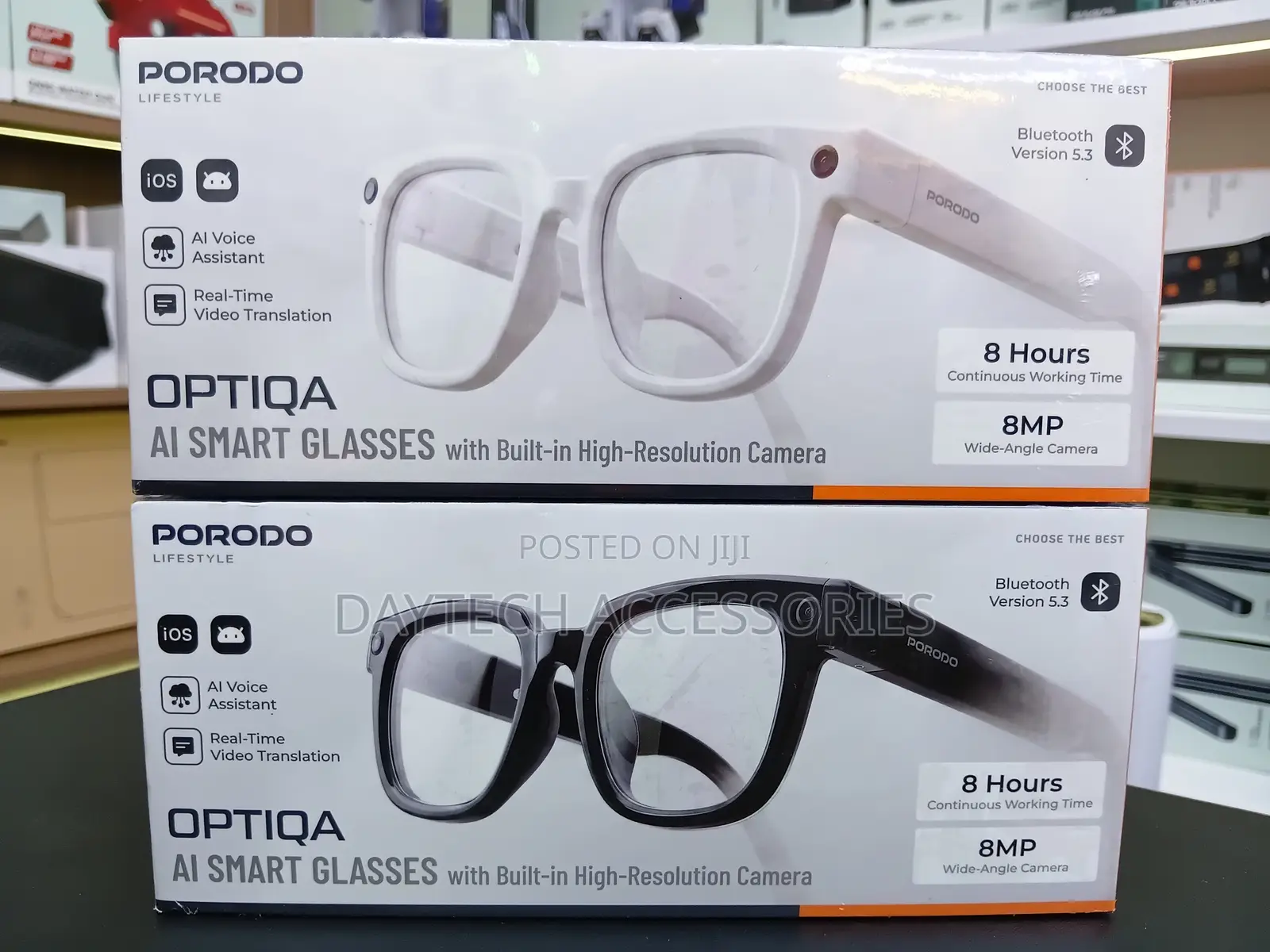 Porodo OPTIQA AI-powered Smart Glasses With an 8MP Camera.