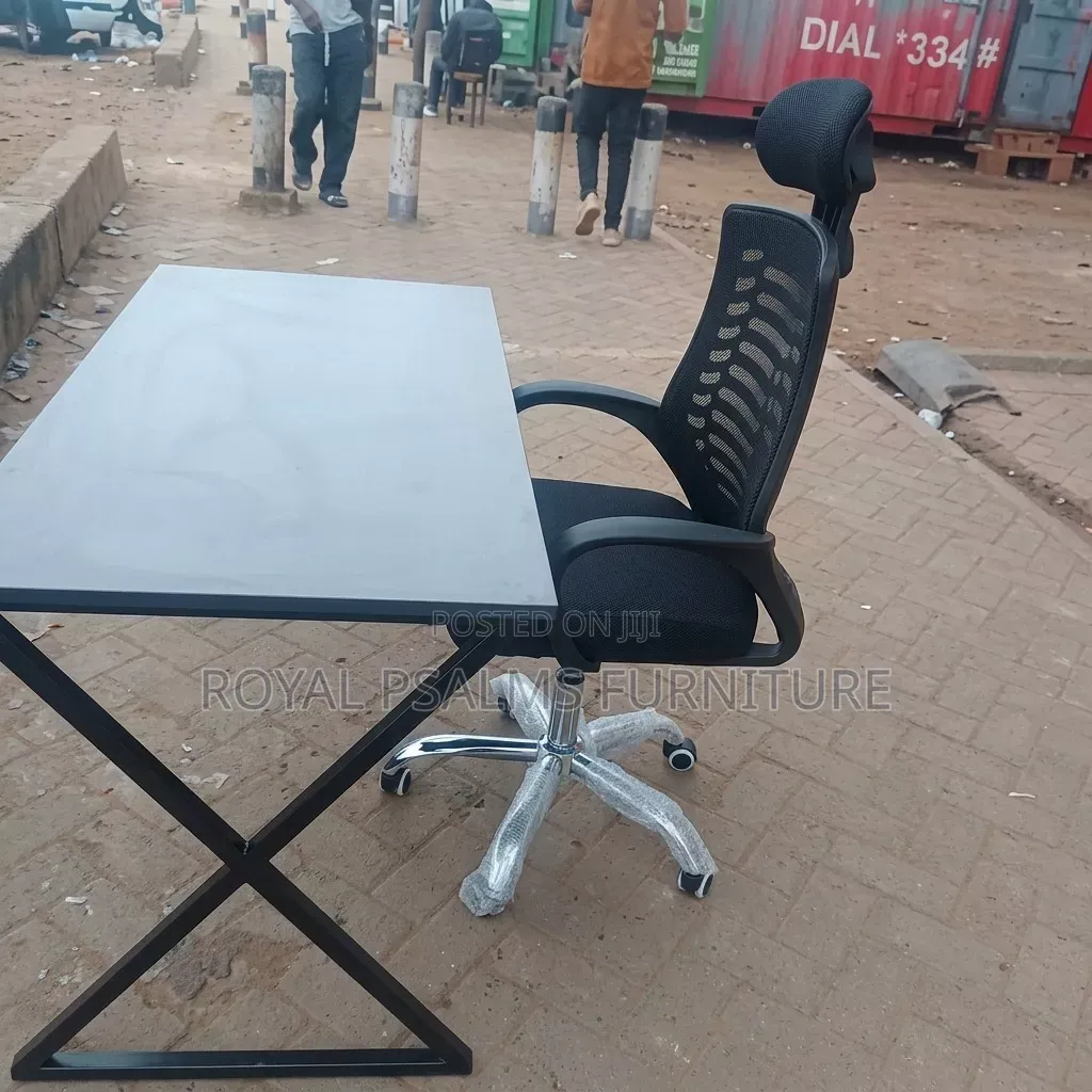 Executive Office Desk & Adjustable Headrest Mesh Office Chair
