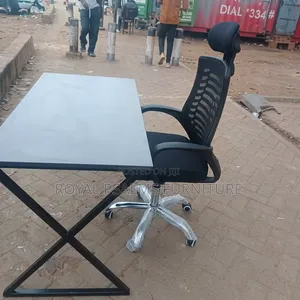 Executive Office Desk & Adjustable Headrest Mesh Office Chair