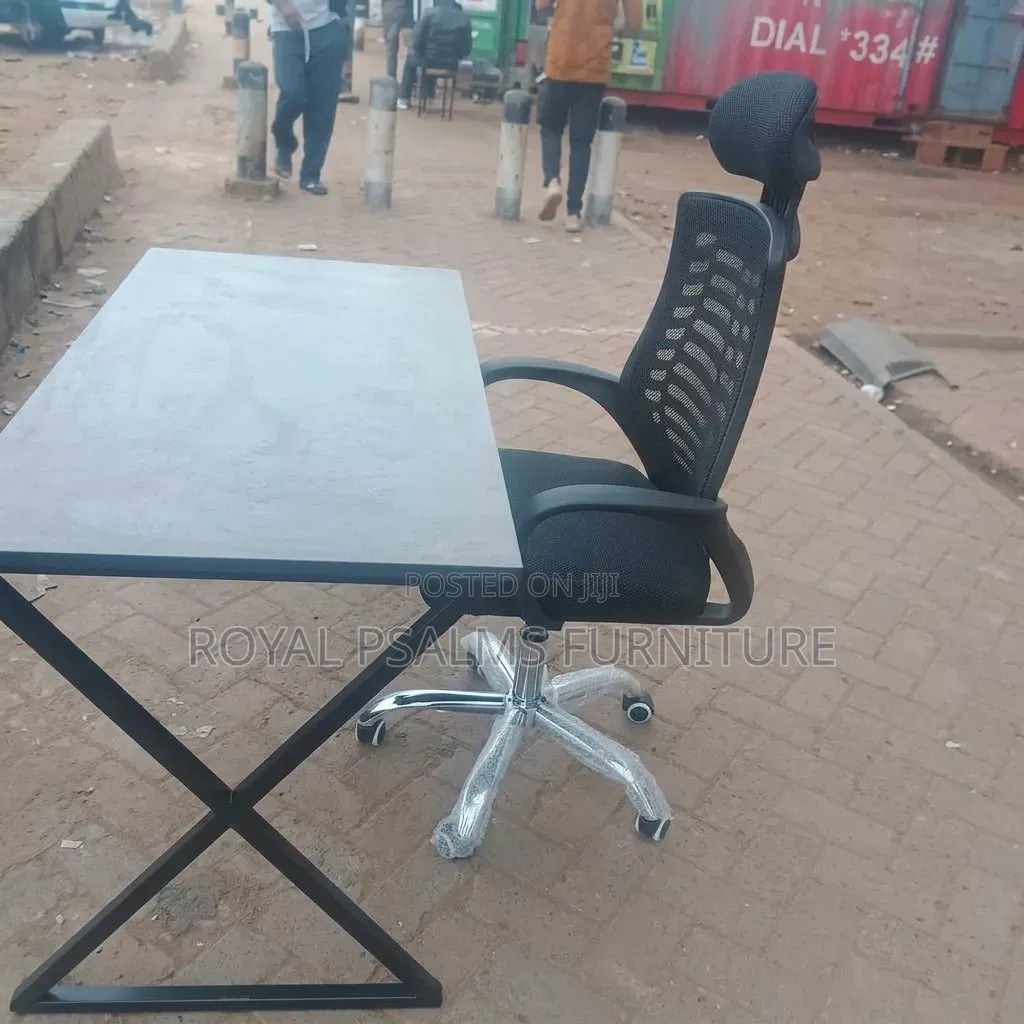 Executive Office Desk & Adjustable Headrest Mesh Office Chair