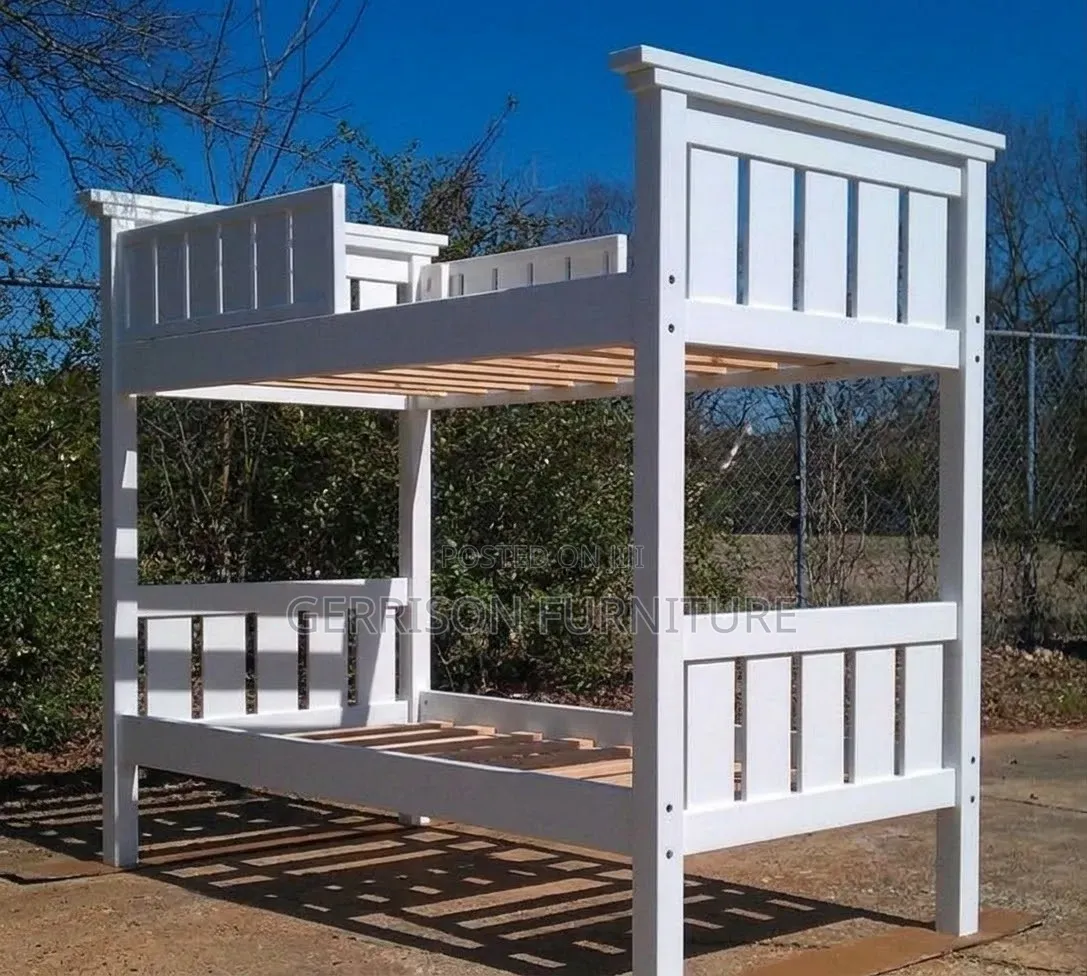 Sturdy New Solid Wood Bunk Bed Frame (White)
