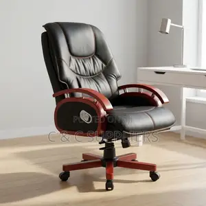 Manager's Reclining Chair With Wooden Armrest.