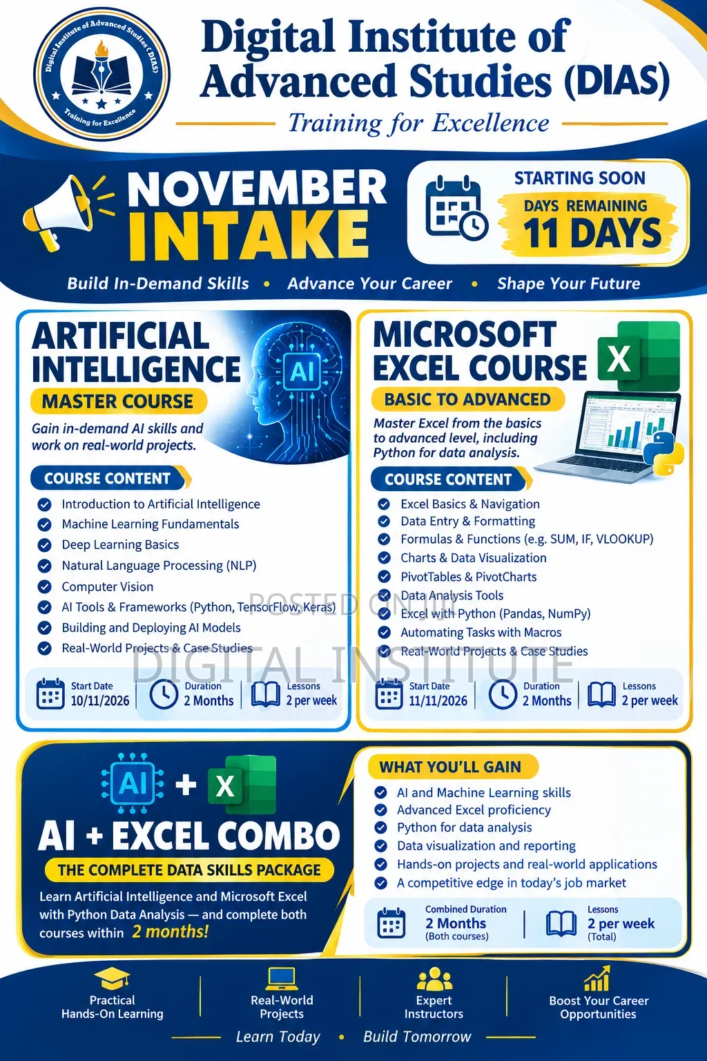 MICROSOFT EXCEL - BASIC TO ADVANCED & Artificial Intelligence Course