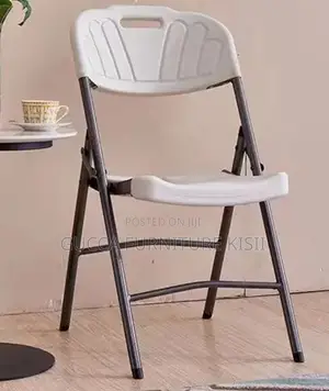 Foldable White Patio Chair With Metallic Legs