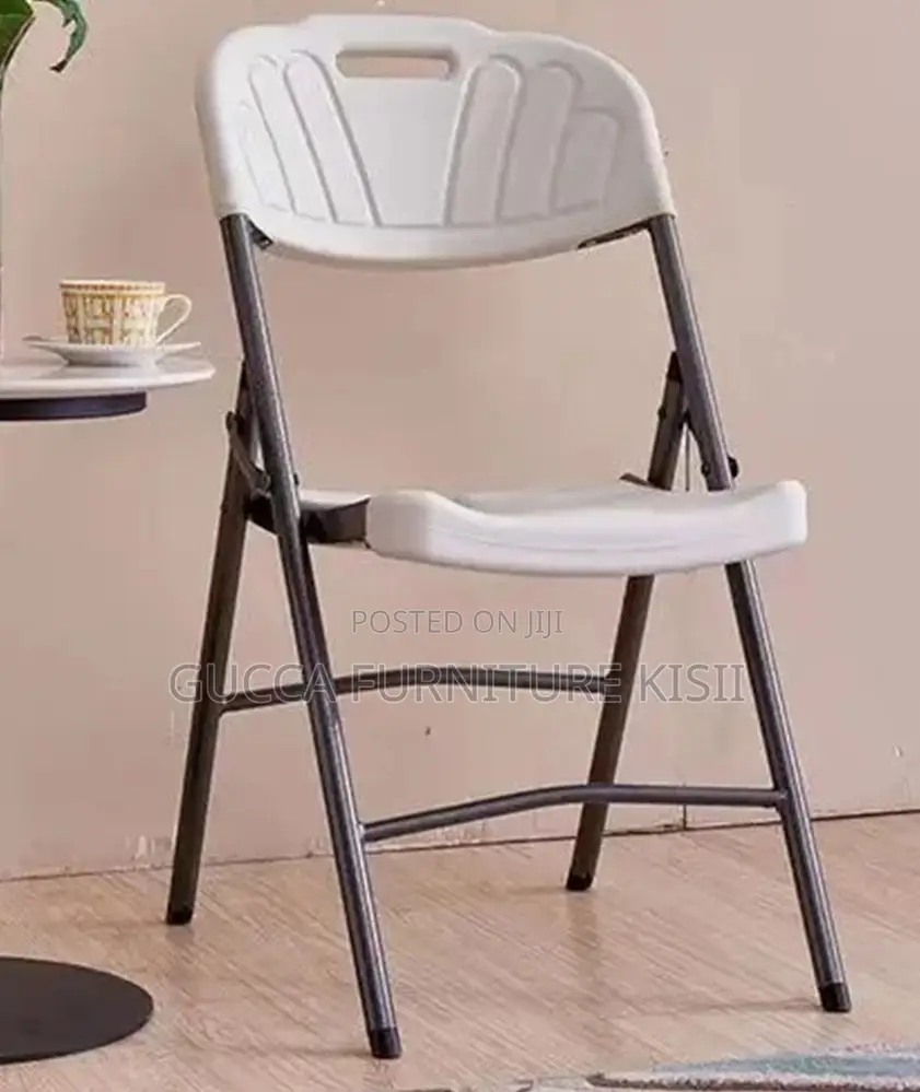 Foldable White Patio Chair With Metallic Legs