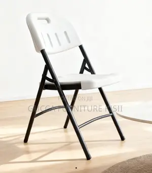 Foldable White Patio Chair With Metallic Legs
