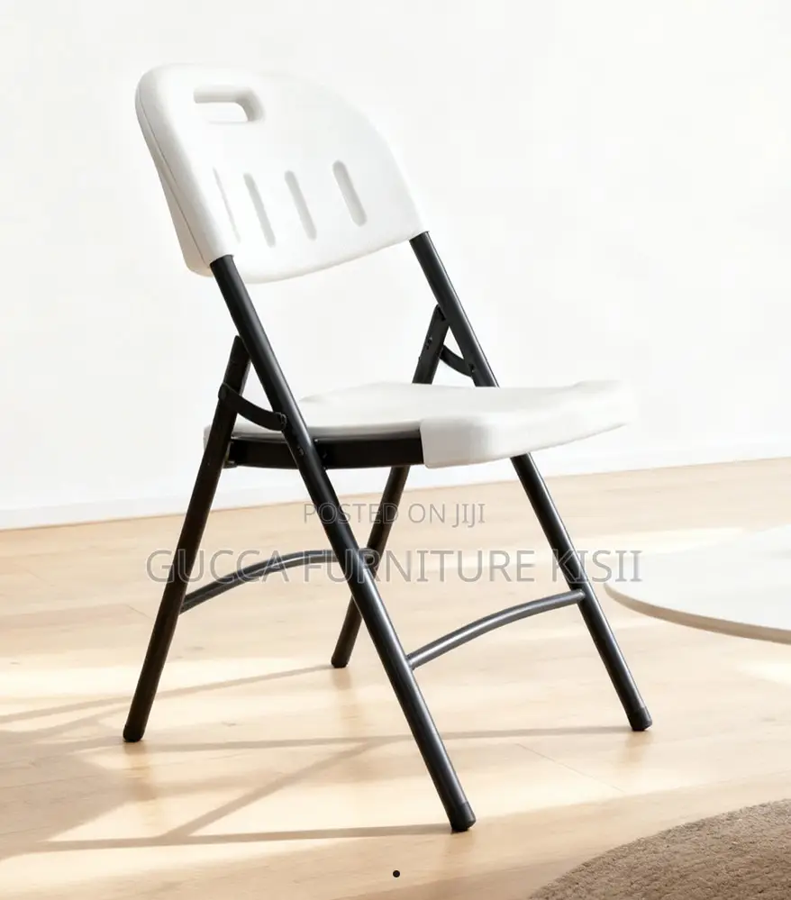 Foldable White Patio Chair With Metallic Legs