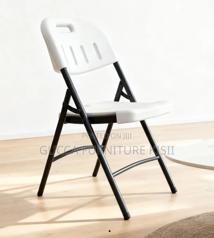 Foldable White Patio Chair With Metallic Legs