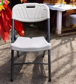 Foldable White Patio Chair With Metallic Legs