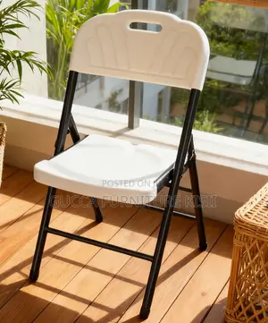 Foldable White Patio Chair With Metallic Legs