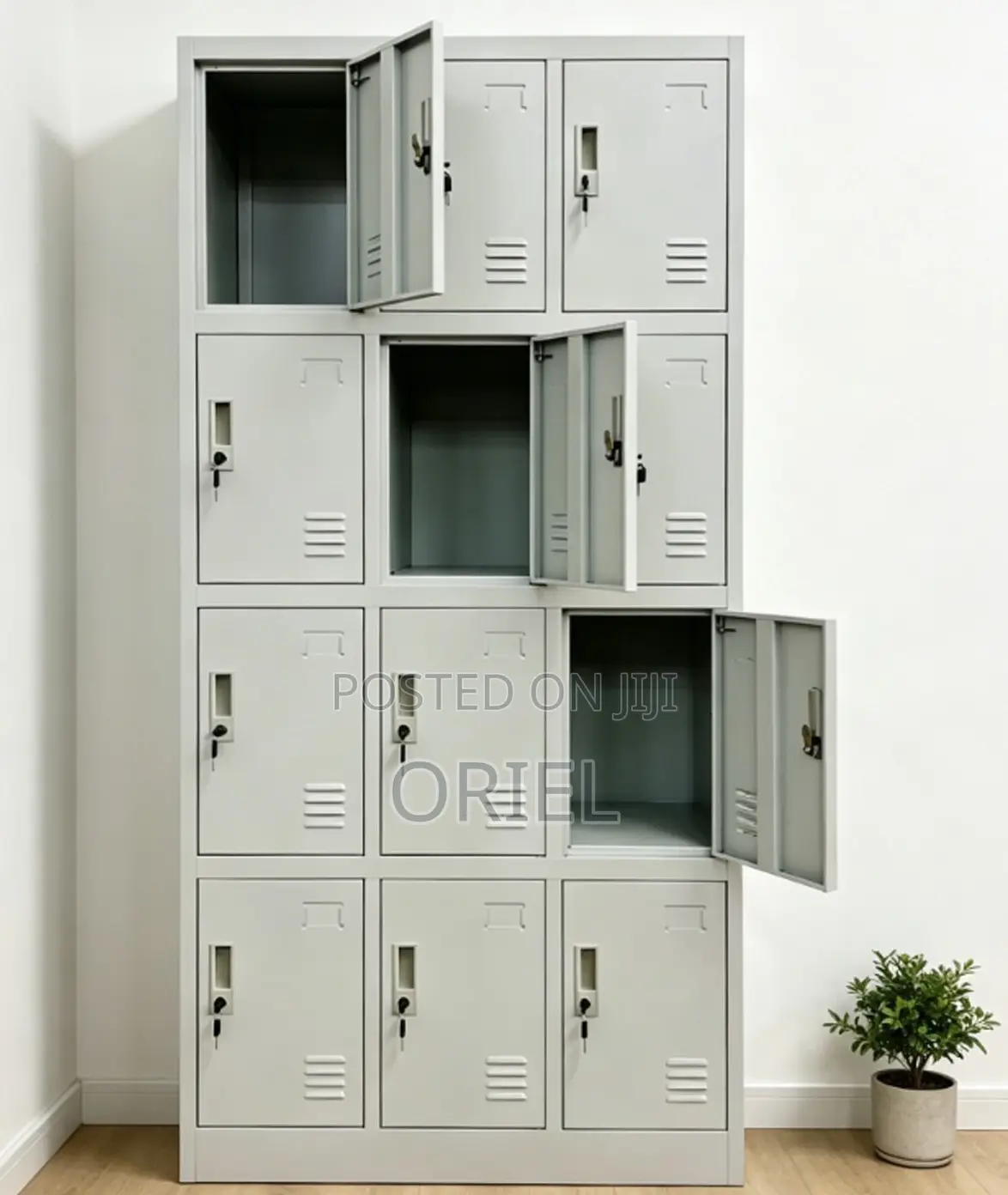 12-Compartment Office Storage Cabinet – Secure Institutional Lockers