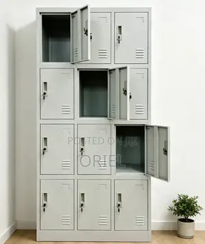 12-Compartment Office Storage Cabinet – Secure Institutional Lockers