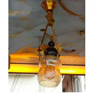 Vintage Industrial Gold Pendant Light |Retro Rope Wrapped Hanging Lamp