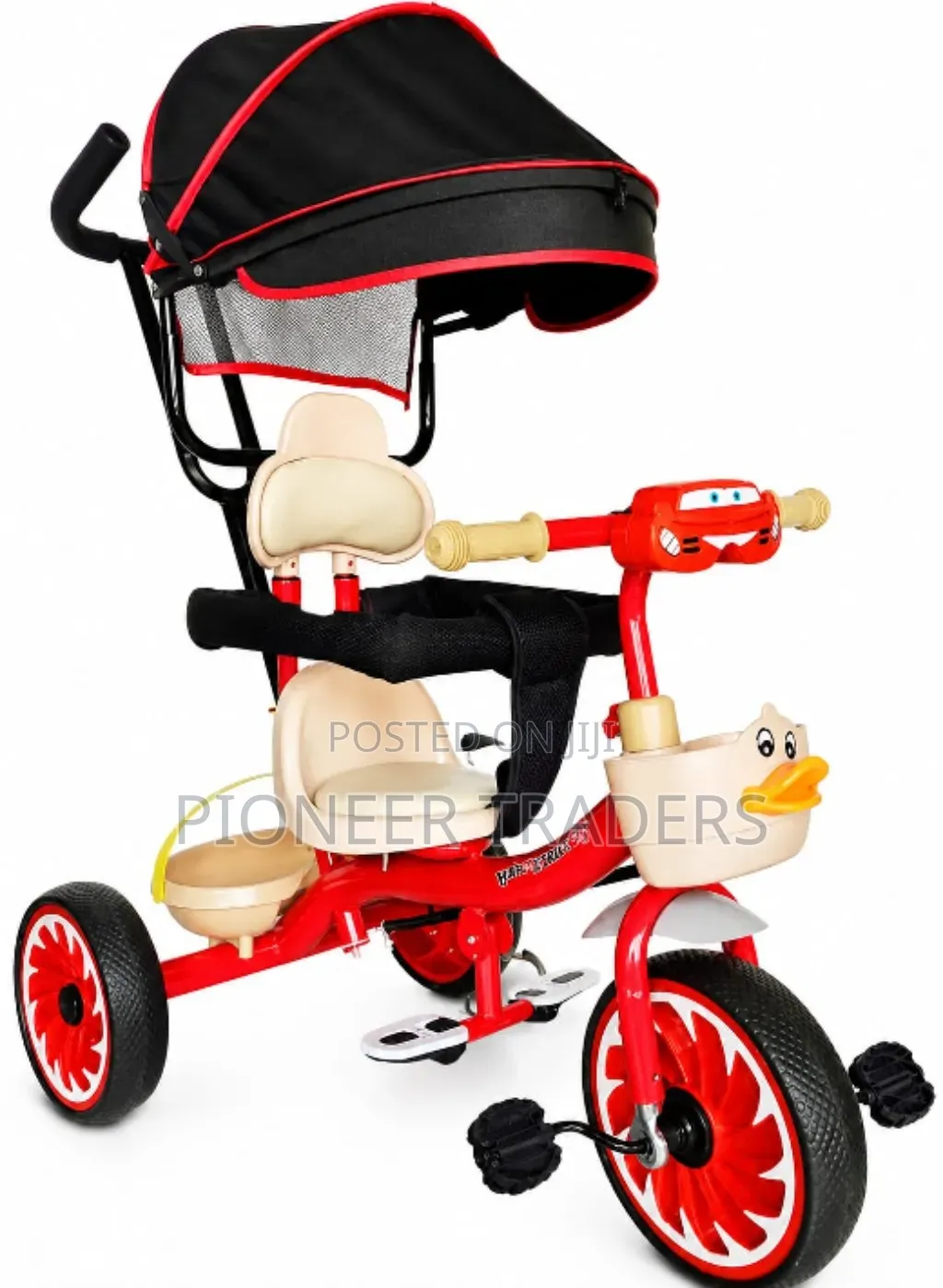 Musical Tricycle With Canopy Protective Gear Front Basket