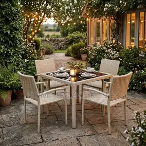 Rattan Set; 4-Seater Outdoor Dining Set