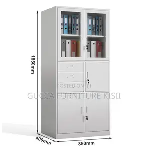 Half Glass Vertical Organizer Steel Office Cabinet
