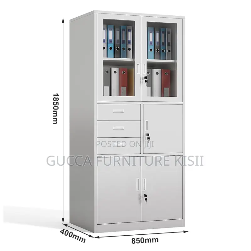 Half Glass Vertical Organizer Steel Office Cabinet