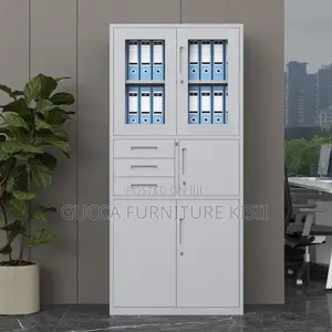 Half Glass Vertical Organizer Steel Office Cabinet