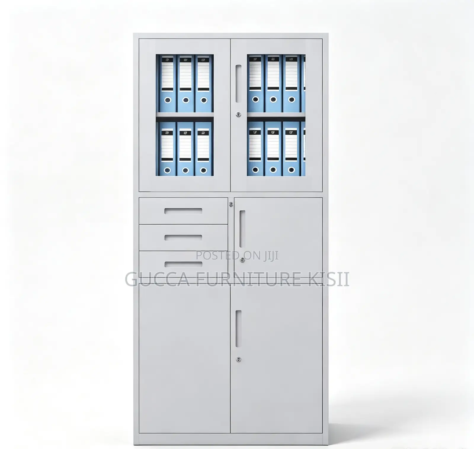 Half Glass Vertical Organizer Steel Office Cabinet