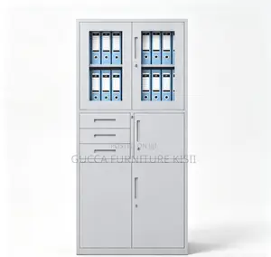 Half Glass Vertical Organizer Steel Office Cabinet