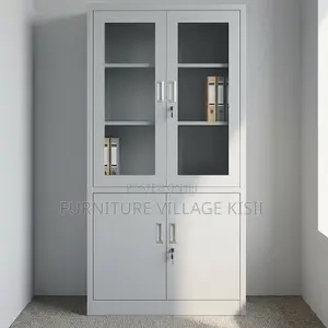 Half Glass Office / Home Storage Metallic Cabinet