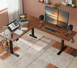 Electric L-Shaped Standing Desk – Adjustable Executive Office Table