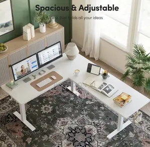Electric L-Shaped Standing Desk – Adjustable Executive Office Table