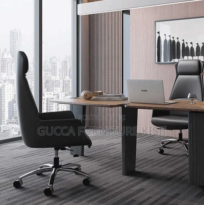 High Back Leather Chair With Ergonomic Back Support