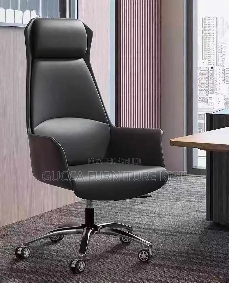 High Back Leather Chair With Ergonomic Back Support