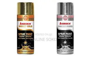 Metallic Spray Paint 400ml–Chrome Silver/Bright Gold for Metal, Wood