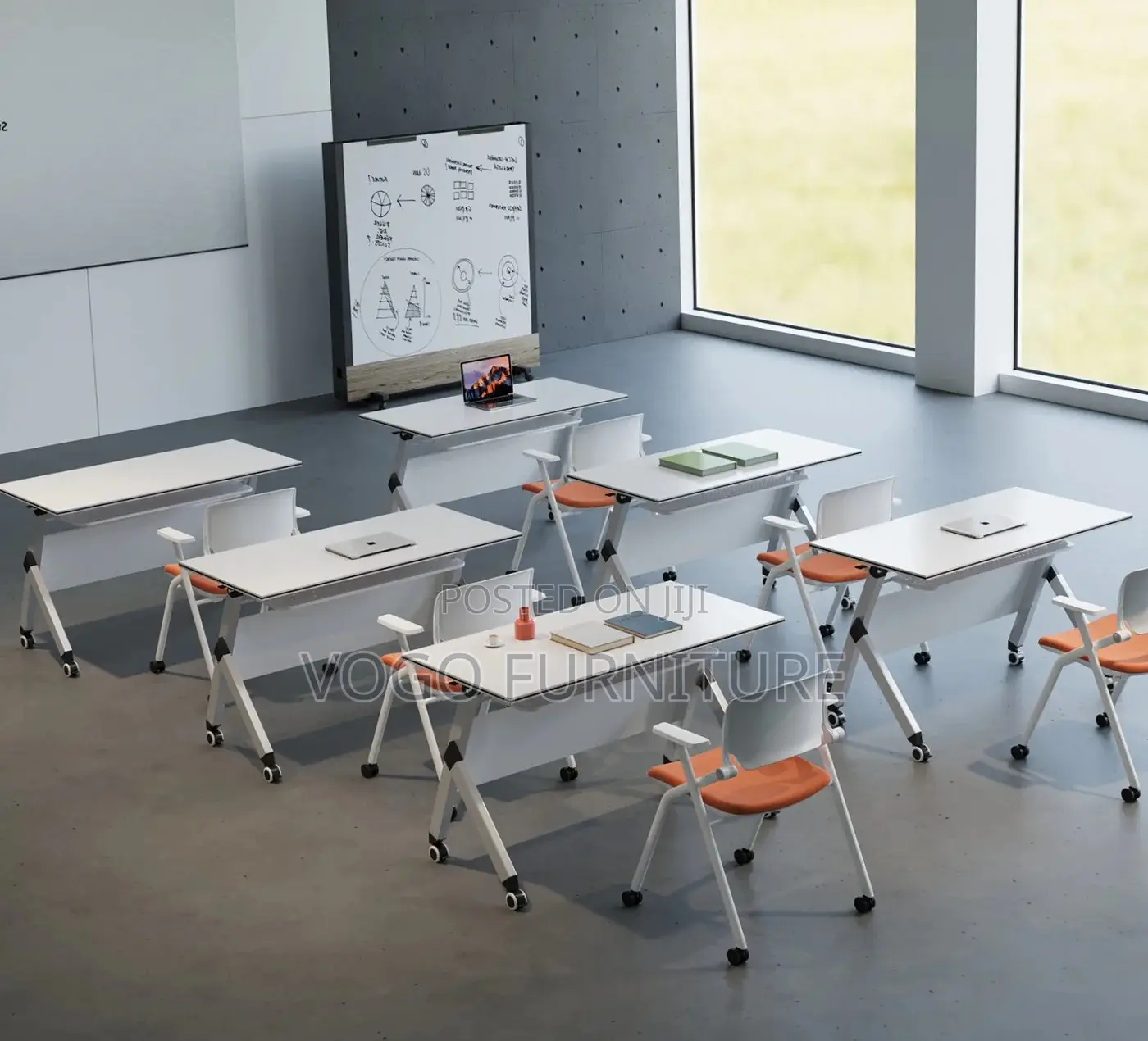 Desk; White Foldable Office Desk
