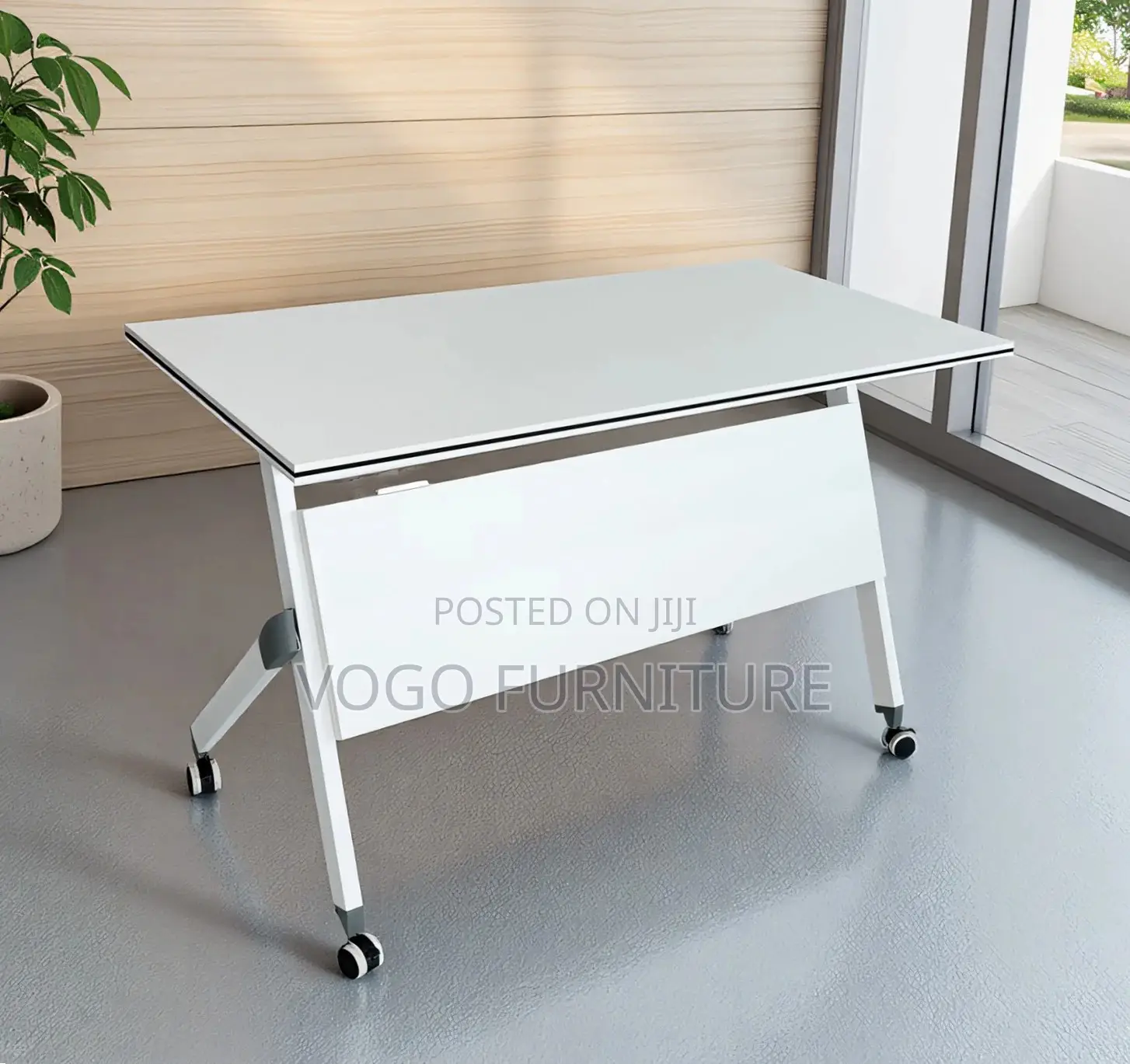 Desk; White Foldable Office Desk