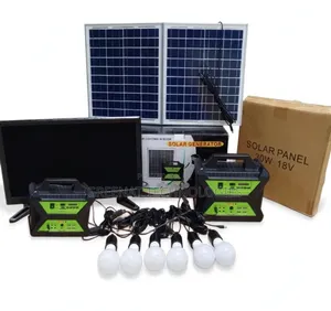 Solar Generator Kit 22" TV 30W Solar Panel 17000mAh Battery 6 LED Bulb