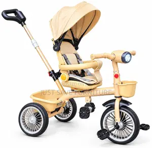 360° Rotating Baby Tricycle With Parent Push Handle, Canopy, Music