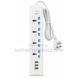 4-Way Universal Power Extension Socket With 3 USB Charging Ports,