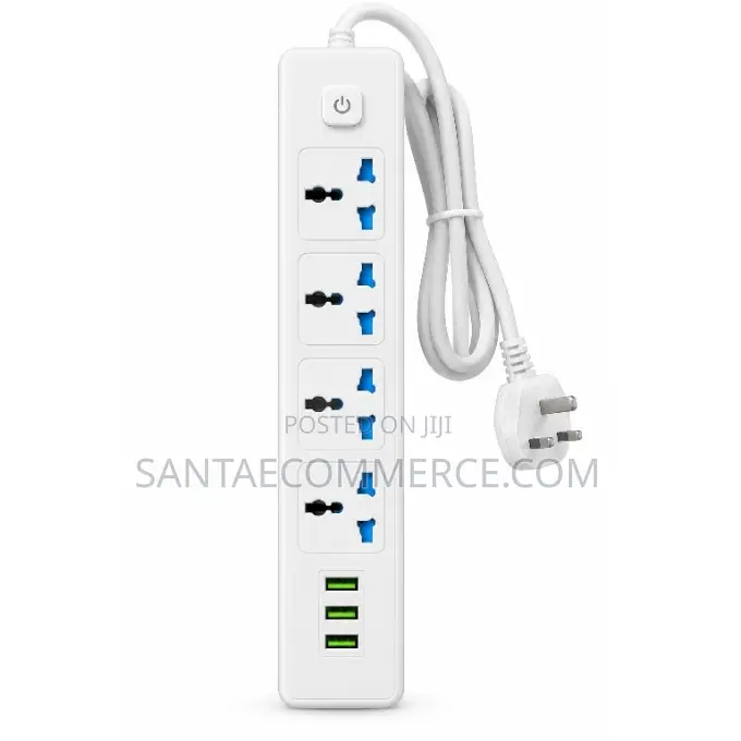 4-Way Universal Power Extension Socket With 3 USB Charging Ports,