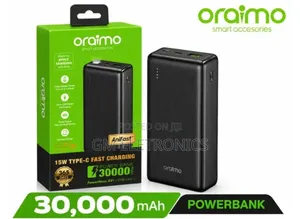 Oraimo 30000mAH 15W Type-C Fast Charging Power Bank.