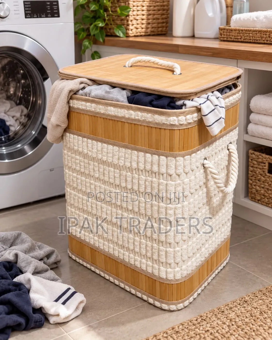 Bamboo Laundry Basket Foldable Size:50*30*40cm