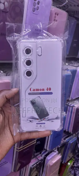 Clear, Shockproof Silicone Protective Case Packaged forTecno Camon 40