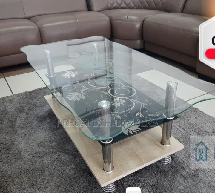 Modern Glass Coffee Table With Lower Shelf – Stylish Design