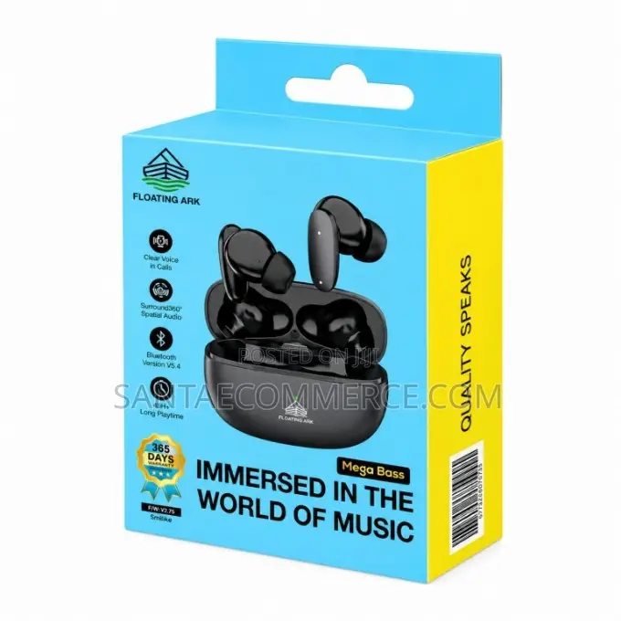 Floating Ark Wireless Bluetooth Earbuds With Mega Bass, 45+ Hours Pl