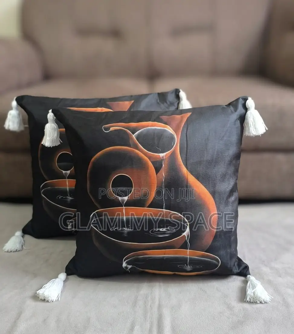Semi Boho Black African Theme Throw Pillow Cover