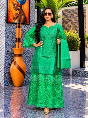 High Quality Perfumed Rich Bazin Dress With Scarf
Free Size