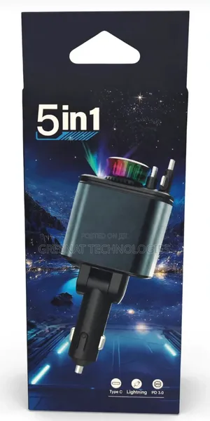 5-in-1 180W Car Charger Starlight Lamp Ambient Light Aromatherapy