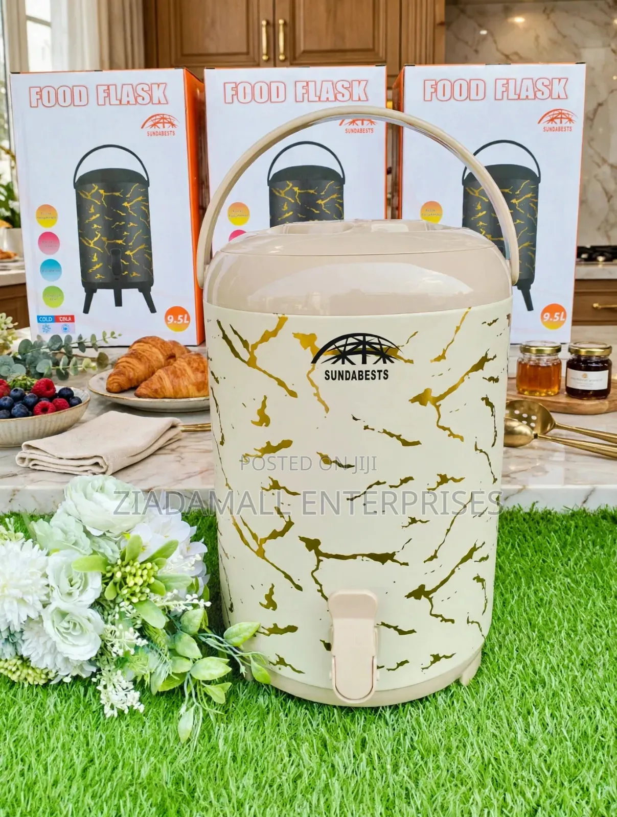 9.5Ltr Tea Urn - Marble Effect Food Flask - New